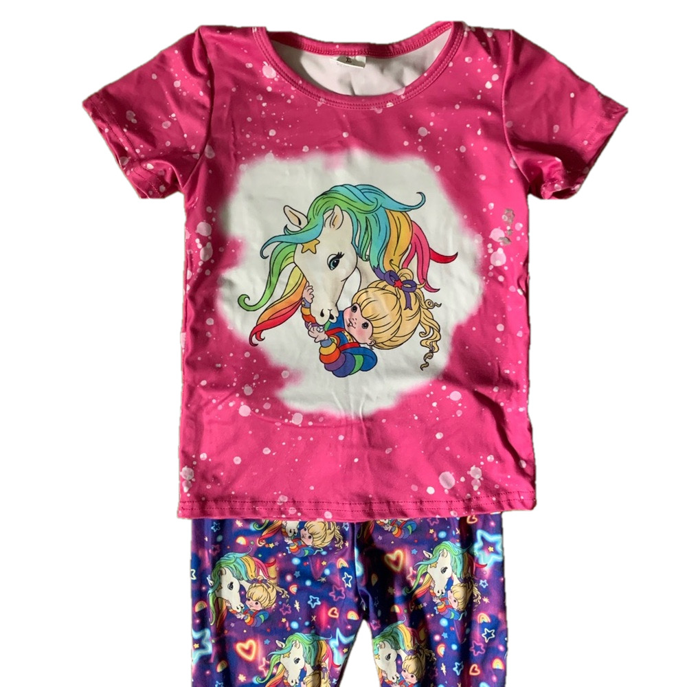 Girls Unicorn Bell Bottom Outfit Size 5T-6T Rainbow Galaxy Flare Pants Boutique - Picture 2 of 7